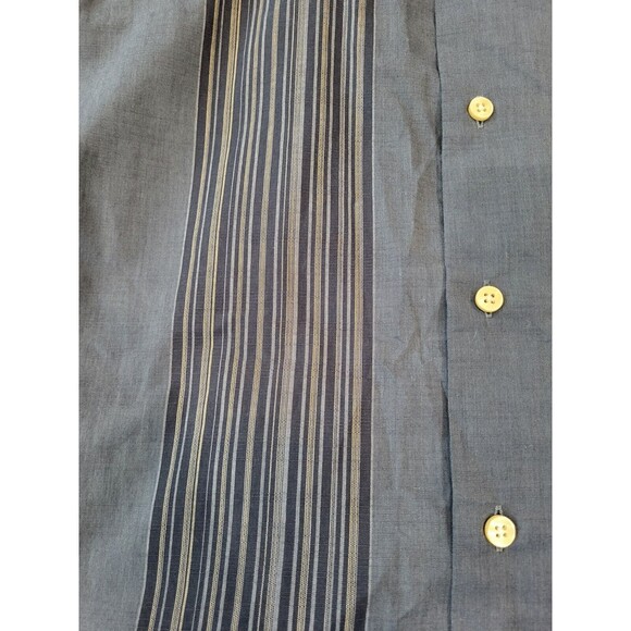 Van Heusen Cotton Blend Size L Square Hem Blue Button Front Shirt - Picture 4 of 7